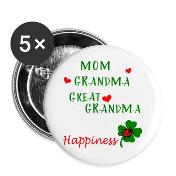 Mom  Grandma - Buttons groß 56 mm (5er Pack) - Weiß - Vorne