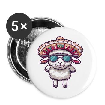 Sombrero comique drôle d’éléphant - Lot de 5 grands badges (56 mm) - blanc - Devant