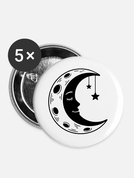 Mondsichel - Buttons groß 56 mm (5er Pack) - Weiß