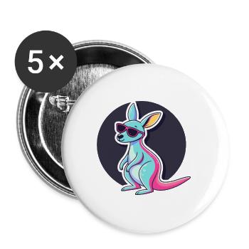 Pastell-Känguru-Hipster-Brille - Buttons groß 56 mm (5er Pack) - Weiß - Vorne