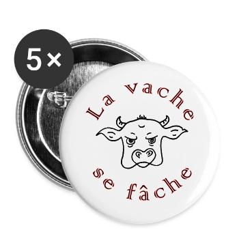 La Vache Se Fâche Noir - Lot de 5 grands badges (56 mm) - blanc - Devant
