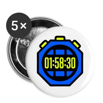 Stoppuhr Bestzeit Halbmarathon - Buttons groß 56 mm (5er Pack) - Weiß - Vorne