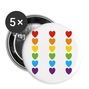 Cœurs arc-en-ciel de la fierté - Lot de 5 grands badges (56 mm) - blanc - Devant