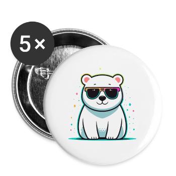 Polar Bear Shiny Glasses - Buttons large 2.2''/56 mm (5-pack) - white - Front