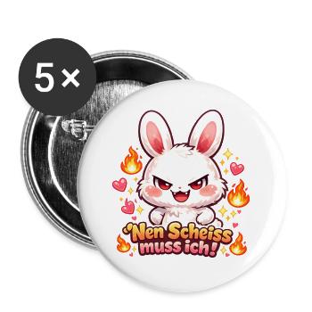 Cute Hase Nen Scheiß muss ich Statement - Buttons groß 56 mm (5er Pack) - Weiß - Vorne