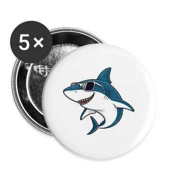 Cool Shark - Cartoon Style Sunglasses - Buttons large 2.2''/56 mm (5-pack) - white - Front