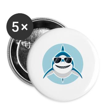 Cool Shark in Sunglasses - Buttons large 2.2''/56 mm (5-pack) - white - Front