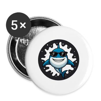 Hai-Hipster-Dunkelbrille - Buttons groß 56 mm (5er Pack) - Weiß - Vorne