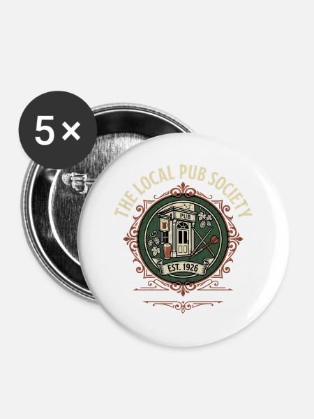 Local Pub Fan - Buttons groß 56 mm (5er Pack) - Weiß