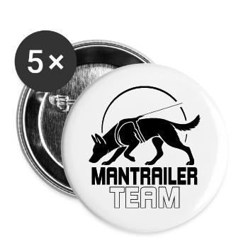 Malinois Mantrailer Team Hundesport Hunde Wilsigns - Buttons groß 56 mm (5er Pack) - Weiß - Vorne