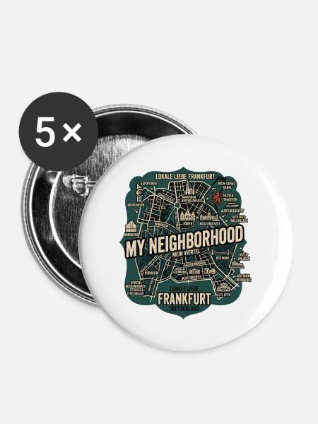 Frankfurt Liebe - Buttons groß 56 mm (5er Pack) - Weiß