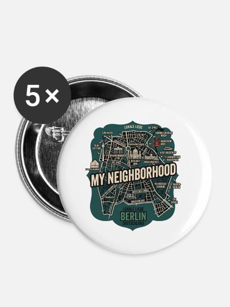 Berlin Meine Nachbarschaft - Buttons groß 56 mm (5er Pack) - Weiß