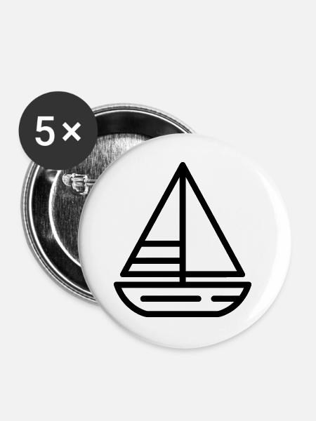 Segelschiff - Buttons groß 56 mm (5er Pack) - Weiß