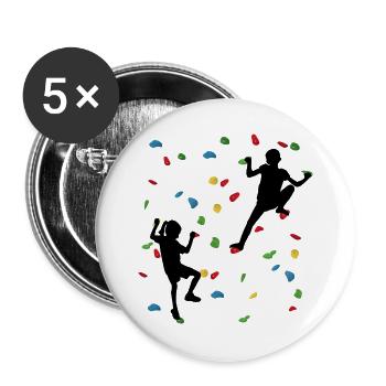Enfants du mur d’escalade – Jeunes grimpeurs - Lot de 5 grands badges (56 mm) - blanc - Devant