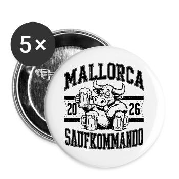 Malle 2026 Saufkommando Mallorca 2026 - Buttons groß 56 mm (5er Pack) - Weiß - Vorne