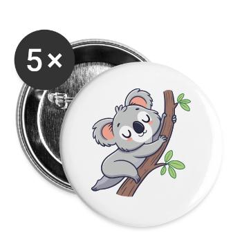 Traumhafter Koala auf einem Ast - Buttons groß 56 mm (5er Pack) - Weiß - Vorne