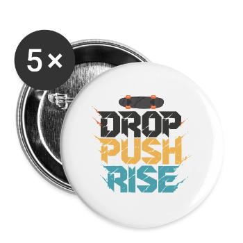 Drop Push Rise Skateboard Art - Buttons large 2.2''/56 mm (5-pack) - white - Front