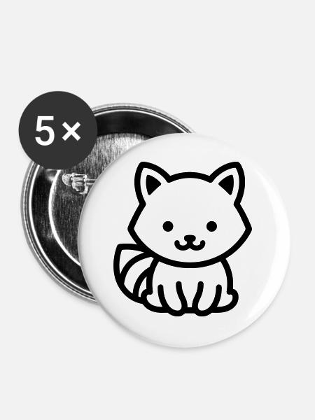 Waschbär - Buttons groß 56 mm (5er Pack) - Weiß