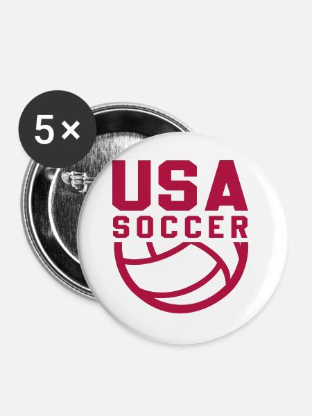 USA Soccer - Buttons groß 56 mm (5er Pack) - Weiß