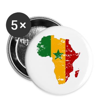 Senegal_Flagge_Afrika_used - Lot de 5 grands badges (56 mm) - blanc - Devant