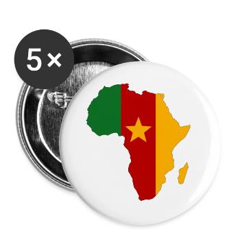 Kamerun Flagge Afrika - Buttons groß 56 mm (5er Pack) - Weiß - Vorne