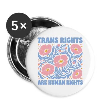 Mois de la fierté LGBT - Les droits des personnes trans sont des droits humains - Lot de 5 grands badges (56 mm) - blanc - Devant