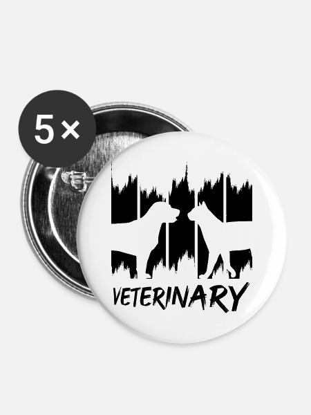 Veterinär - Buttons groß 56 mm (5er Pack) - Weiß