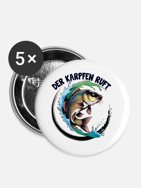 Der Karpfen ruft - Buttons groß 56 mm (5er Pack) - Weiß