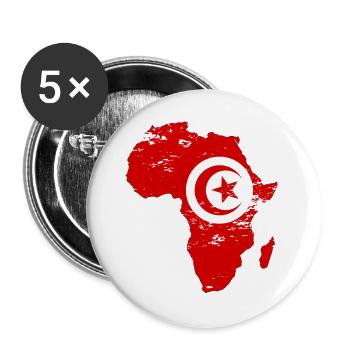 Tunisia Flag Africa - Buttons large 2.2''/56 mm (5-pack) - white - Front