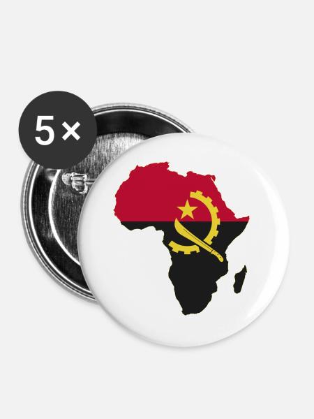 Angola Flagge Afrika used - Buttons groß 56 mm (5er Pack) - Weiß