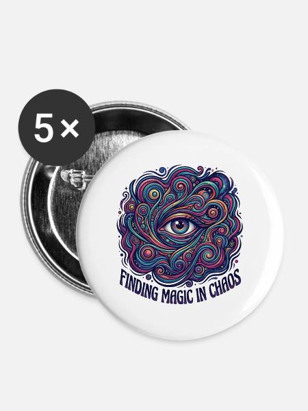 Magic Chaos - Buttons groß 56 mm (5er Pack) - Weiß