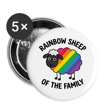 LGBTQ Pride Month - Rainbow Sheep of my Family - Buttons large 2.2''/56 mm (5-pack) - white - Front