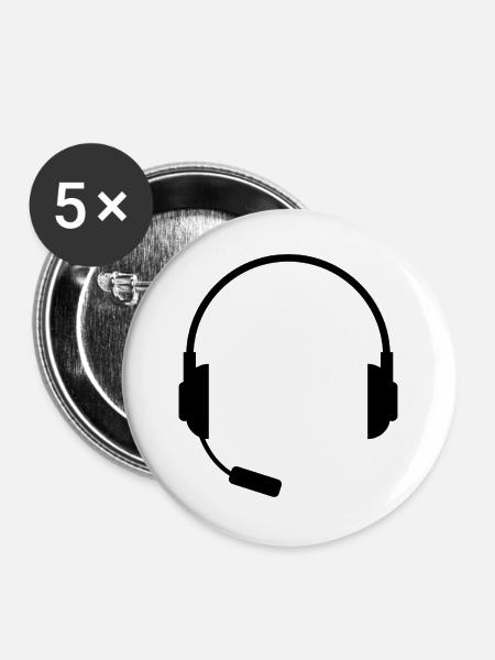 Headset mit Mikrofon - Buttons groß 56 mm (5er Pack) - Weiß