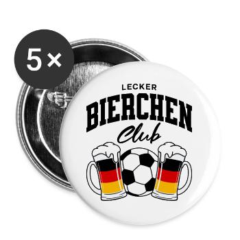 Lecker Bierchen Club Fußball Deutschland - Buttons groß 56 mm (5er Pack) - Weiß - Vorne