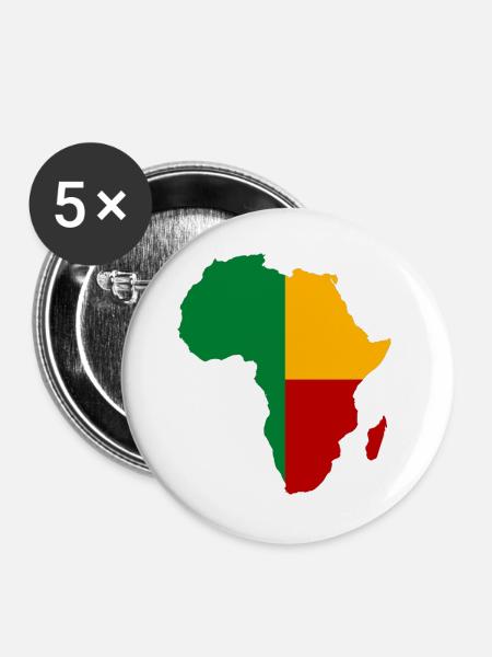 Benin_Flagge_Afrika - Buttons groß 56 mm (5er Pack) - Weiß