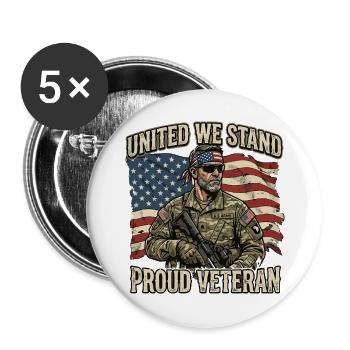 Vereinter Veteran Stolz und Pflicht - Buttons groß 56 mm (5er Pack) - Weiß - Vorne