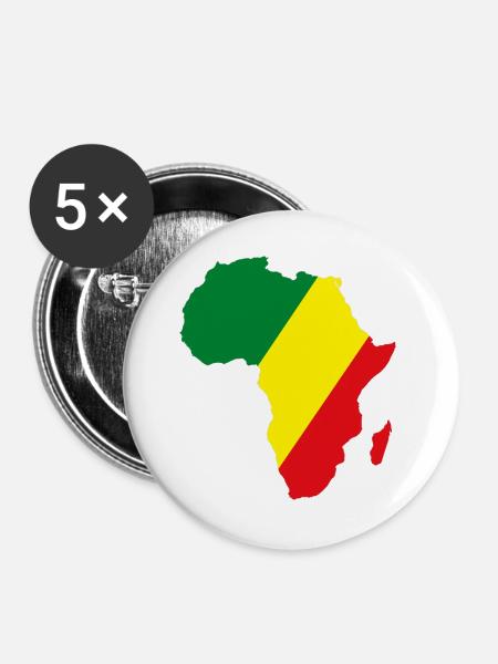 Kongo_Flagge_Afrika - Buttons groß 56 mm (5er Pack) - Weiß