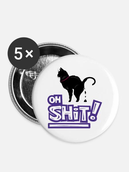 Kat Oh Shit Graffiti Ausruf - Buttons groß 56 mm (5er Pack) - Weiß