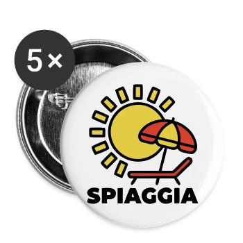 Strand Spiaggia Italien Urlaub Sonne Meer - Buttons groß 56 mm (5er Pack) - Weiß - Vorne