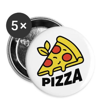 Pizza Piece Lettering Italy Pizzeria - Buttons large 2.2''/56 mm (5-pack) - white - Front