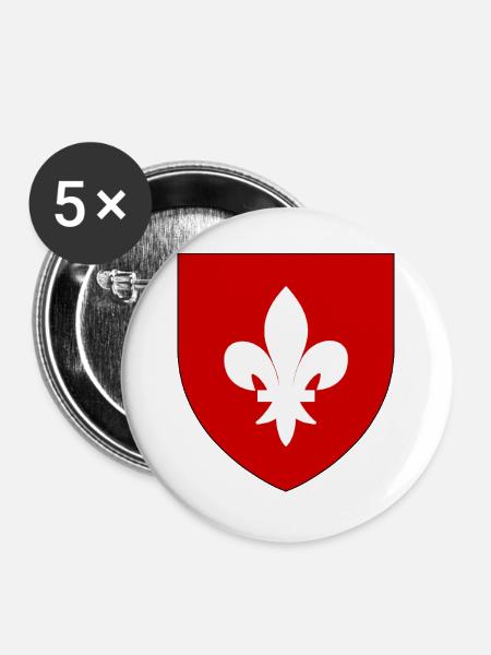 Heraldisches Wappen von Lille - Buttons groß 56 mm (5er Pack) - Weiß