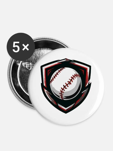Baseball Shield Ball - Buttons groß 56 mm (5er Pack) - Weiß