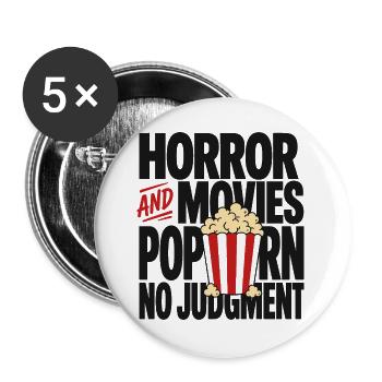 Horror Movies Popcorn Judgment - Buttons large 2.2''/56 mm (5-pack) - white - Front