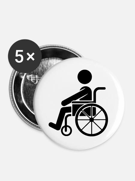 Mann im Rollstuhl - Buttons groß 56 mm (5er Pack) - Weiß
