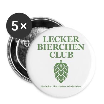 Lecker Bierchen Club - holen trinken Wiederholen - Buttons groß 56 mm (5er Pack) - Weiß - Vorne
