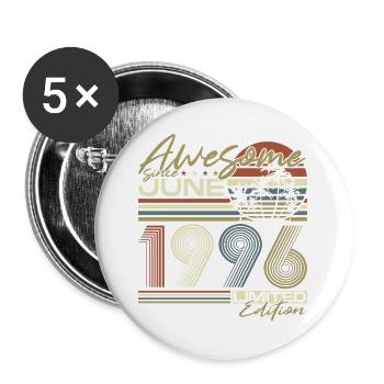 June 1996 Vintage Birthday Vintage Gift - Buttons large 2.2''/56 mm (5-pack) - white - Front