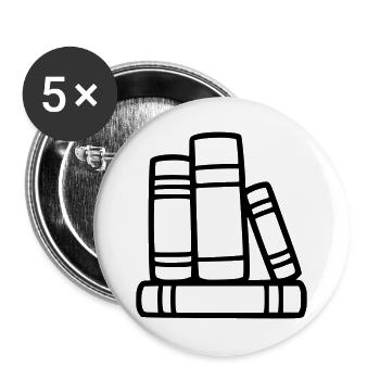 Book Stack Reading Book Club Teacher Library - Buttons large 2.2''/56 mm (5-pack) - white - Front