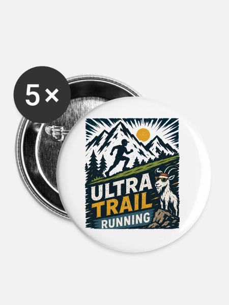 Ultra-Trailrunning - Buttons groß 56 mm (5er Pack) - Weiß