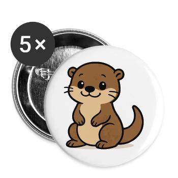 Cute otter - Buttons large 2.2''/56 mm (5-pack) - white - Front