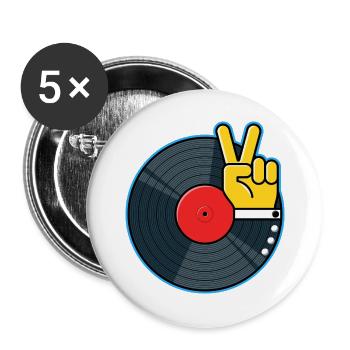Vinyl Album with Hand Showing Peace Sign - Buttons large 2.2''/56 mm (5-pack) - white - Front